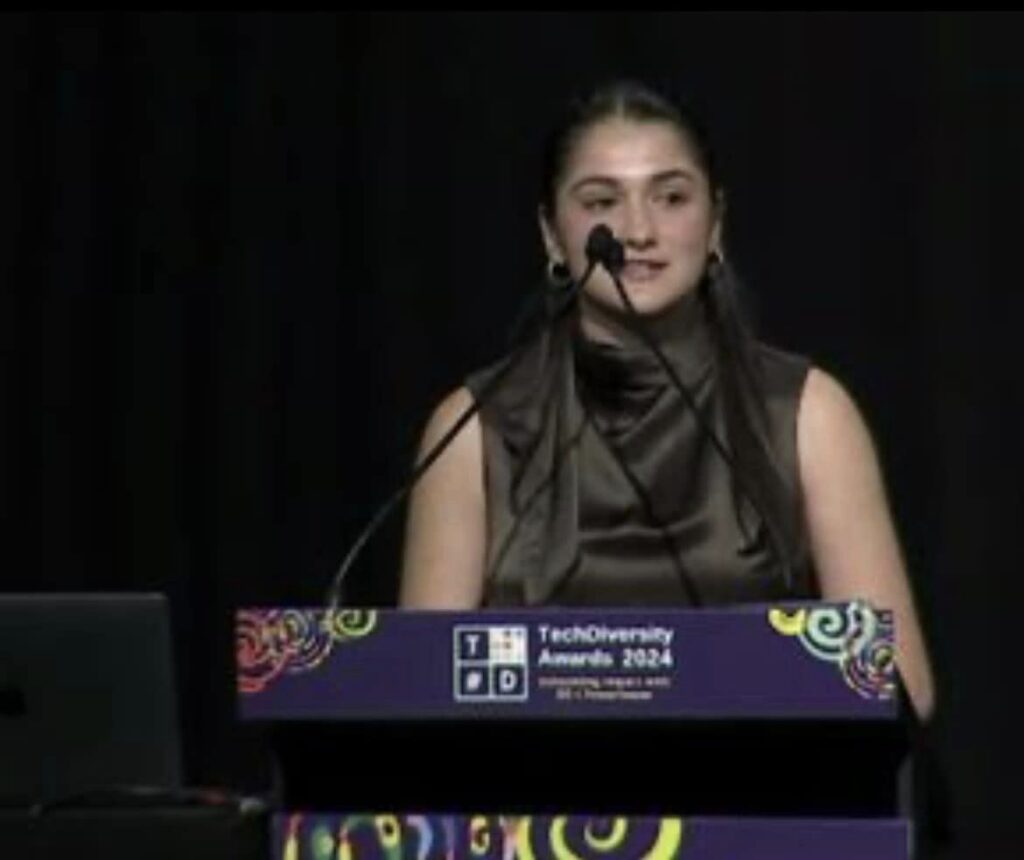 Nicola Diomides speaking at Tech Diversity Awards