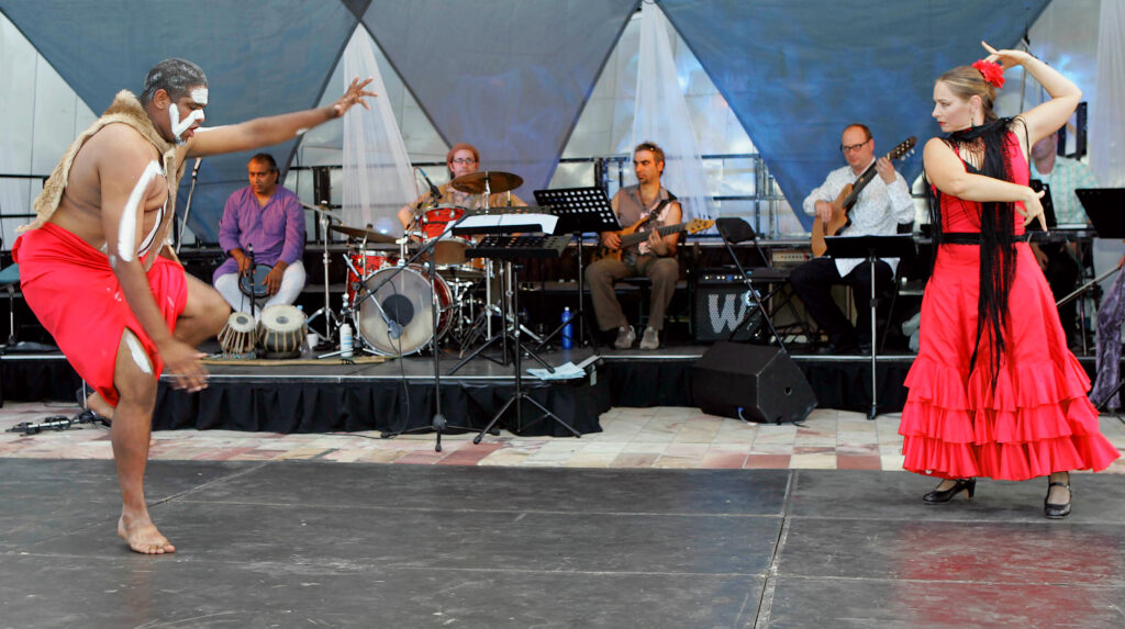 Cultural Infusion promotes cultural diversity at an event featuring artists from multiple backgrounds, including an Aboriginal dancer, Flamenco dancer and culturally diverse musicians.