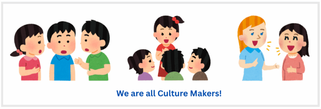 We are all culture makers! (Picture shows different groups of people communicating)